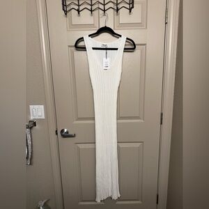 Showpo | Ribbed Knit V Neck Dress in White Size 2